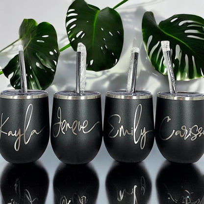 LAST CHANCE-12 oz. Personalized Wine Tumbler with Straw-Laser Engraved Wine Tumbler