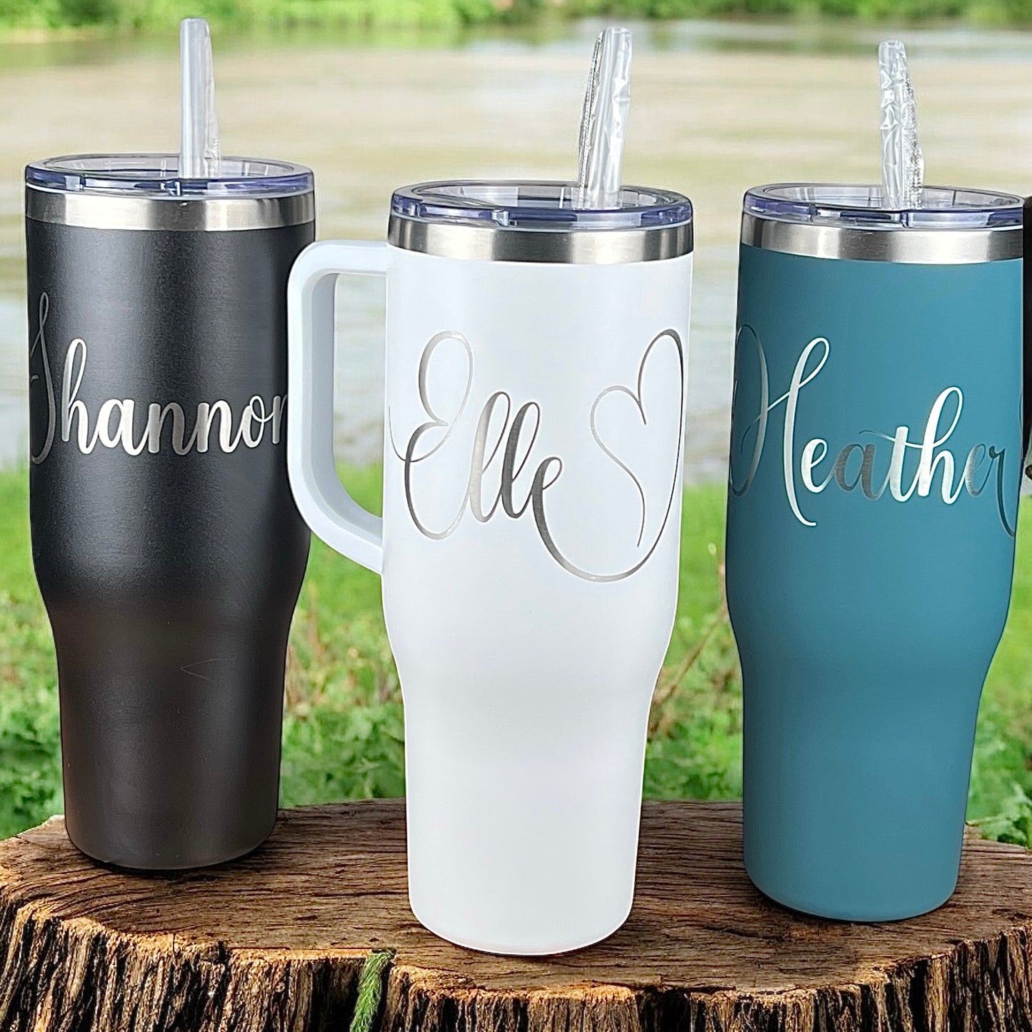 Personalized 40 oz. Charger-Laser Engraved Tumbler-Sliding Lid Tumbler-Bridesmaid Gift-Large Insulated Tumbler