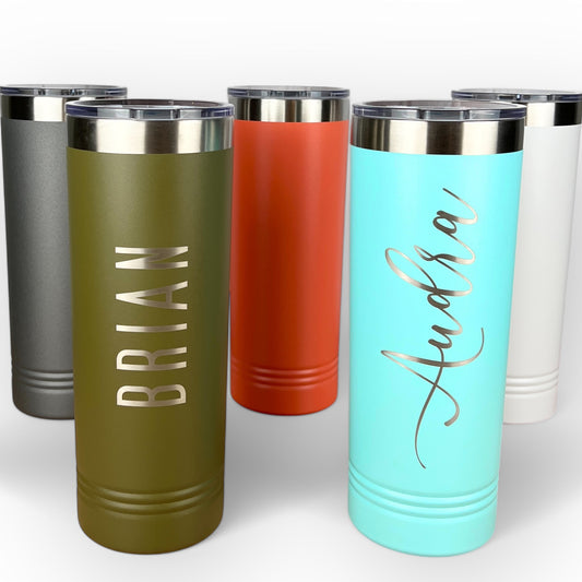 Personalized 22 oz. Insulated Polar Camel Skinny Tumbler-Engraved Tumbler-Personalized Tumbler-Wedding Party-Trip Tumbler