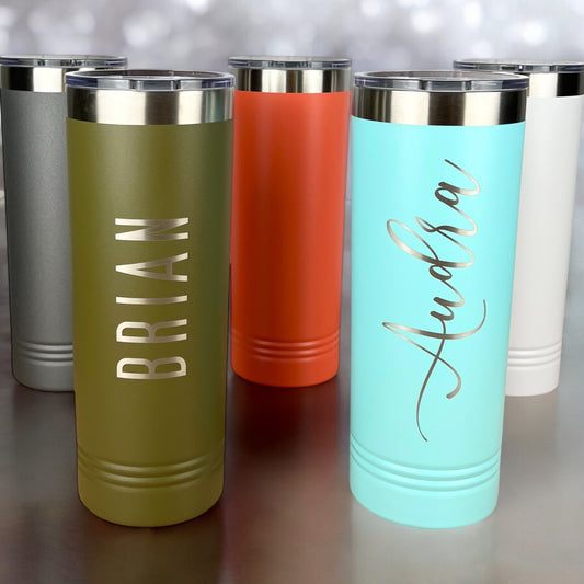 Personalized 22 oz. Insulated Polar Camel Skinny Tumbler-Engraved Tumbler-Personalized Tumbler-Wedding Party-Trip Tumbler