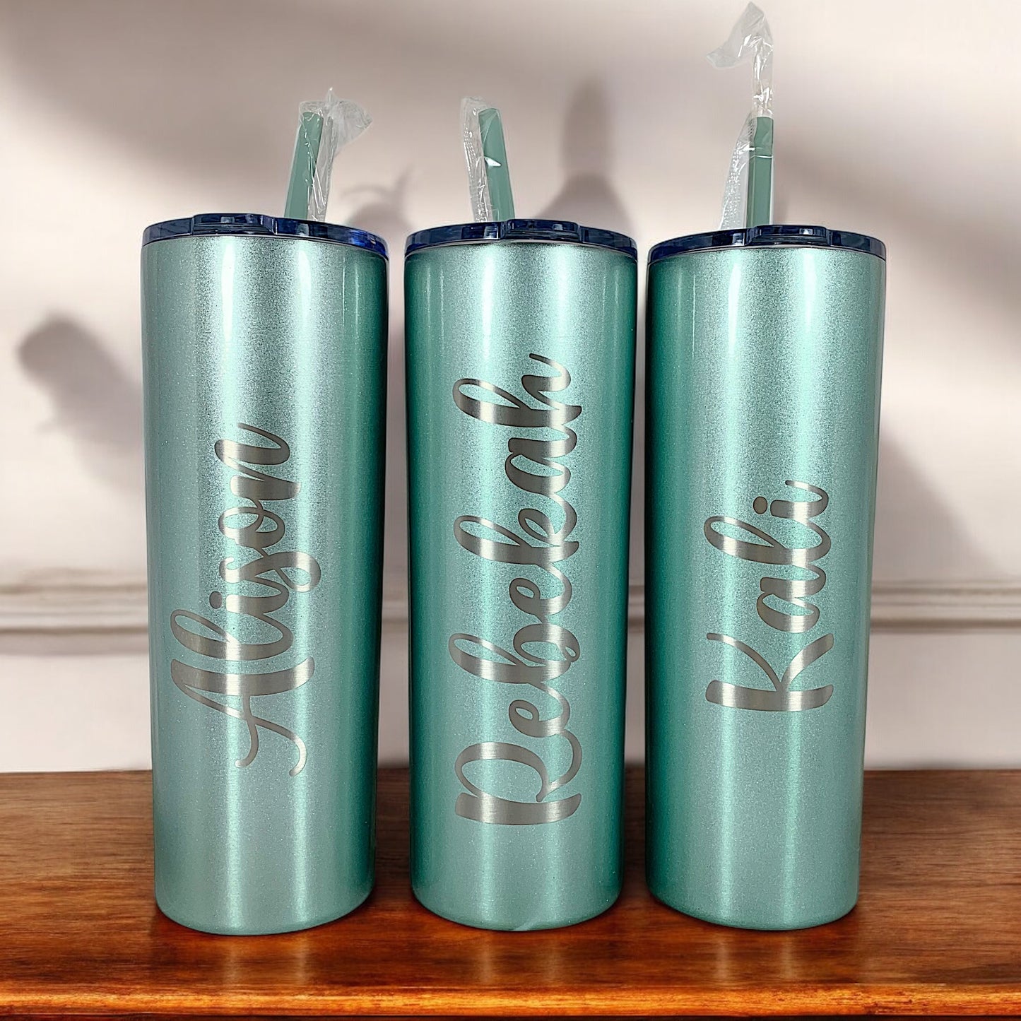 Laser Engraved Personalized 20 oz. Skinny Tumbler-Personalized Tumbler w/ Straw-Girls Trip-Vacation-Trip Tumbler-Teacher Gift-Spring Break