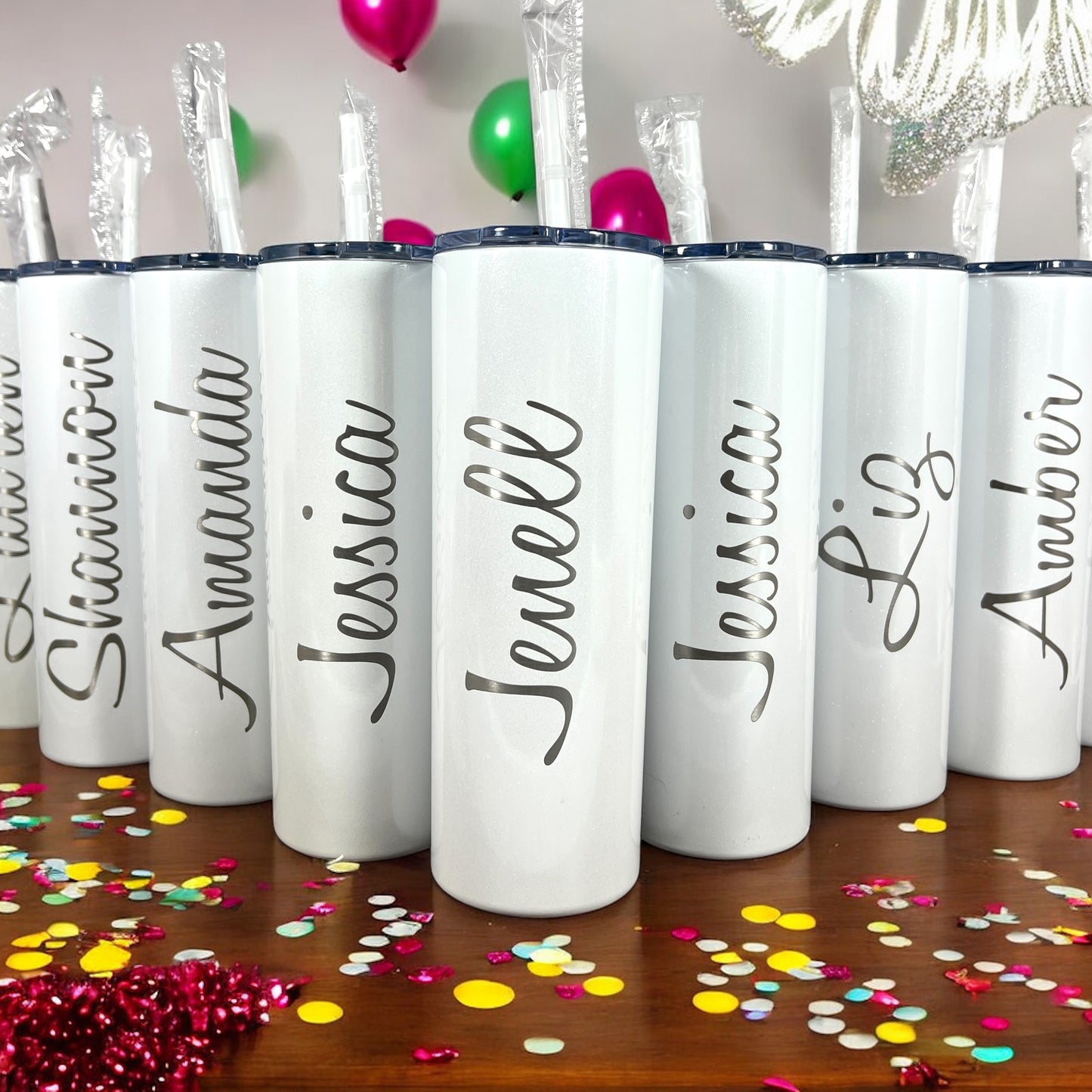 Laser Engraved Personalized 20 oz. Skinny Tumbler-Personalized Tumbler w/ Straw-Girls Trip-Vacation-Trip Tumbler-Teacher Gift-Spring Break