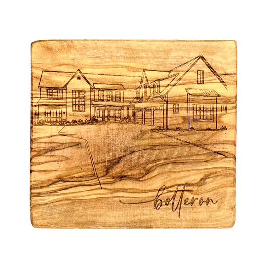 Home Outline Engraved Coasters-Olive Wood