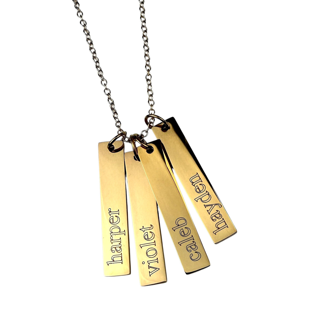 Personalized Engraved Name Vertical Bar Necklace