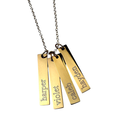 Personalized Engraved Name Vertical Bar Necklace