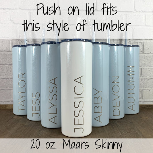 Replacement Lid for 20 oz. Skinny Maars Tumbler-Replacement Slider Lid-Clear Push on Style Lid