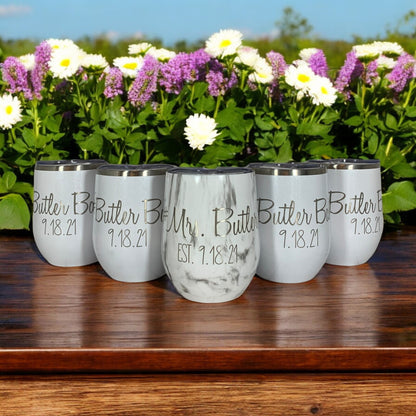 LAST CHANCE-12 oz. Personalized Wine Tumbler with Straw-Laser Engraved Wine Tumbler