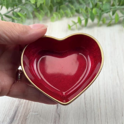 Small Heart Jewelry/Trinket Dish -Red w/ Gold Accent