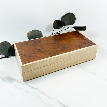 Camphor Burl and Curly Maple Box-Personalized Keepsake Box-7756
