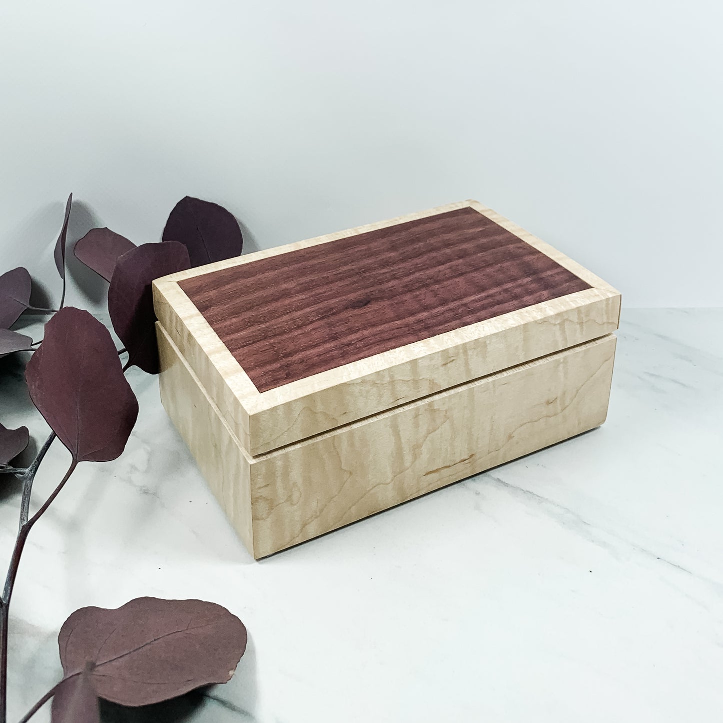 Purple Heart and Curly Maple Box-Personalized Keepsake Box-7864