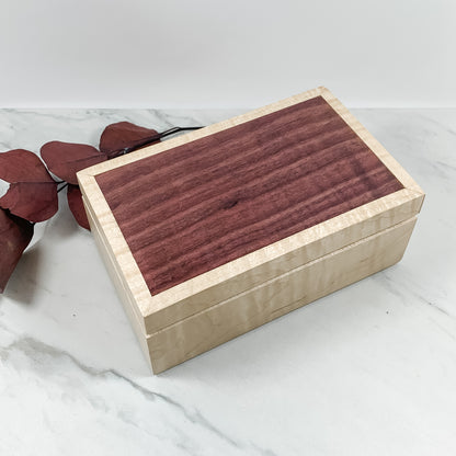 Purple Heart and Curly Maple Box-Personalized Keepsake Box-7864