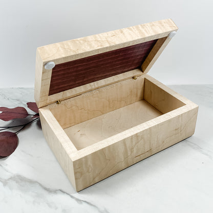 Purple Heart and Curly Maple Box-Personalized Keepsake Box-7864