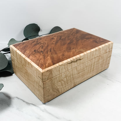 Jarrah Burl and Figured Maple Box-Keepsake Box-7890