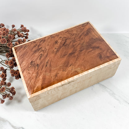 Jarrah Burl and Figured Maple Box-Keepsake Box-7890