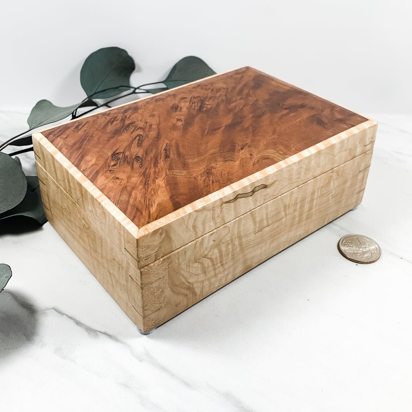 Jarrah Burl and Figured Maple Box-Keepsake Box-7890