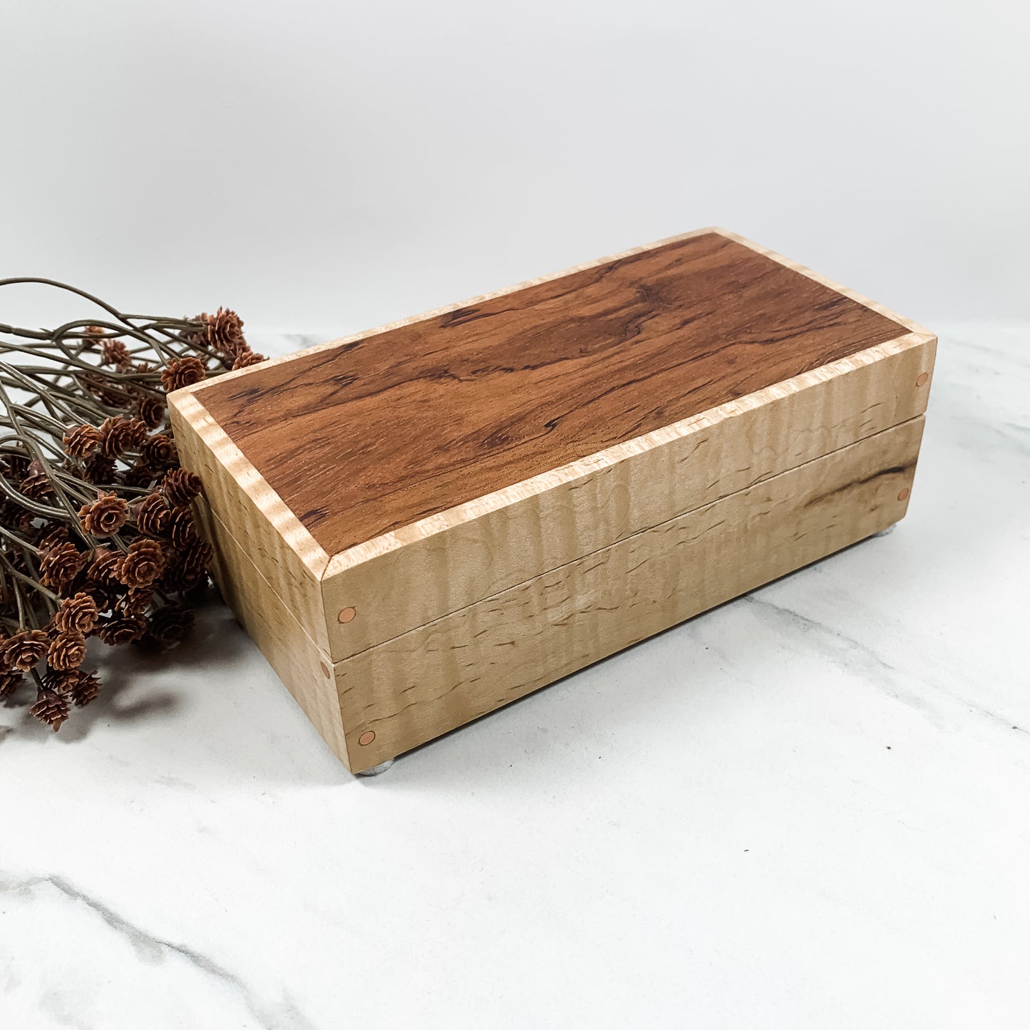 Bubinga and Figured Maple Box-Keepsake Box-7895