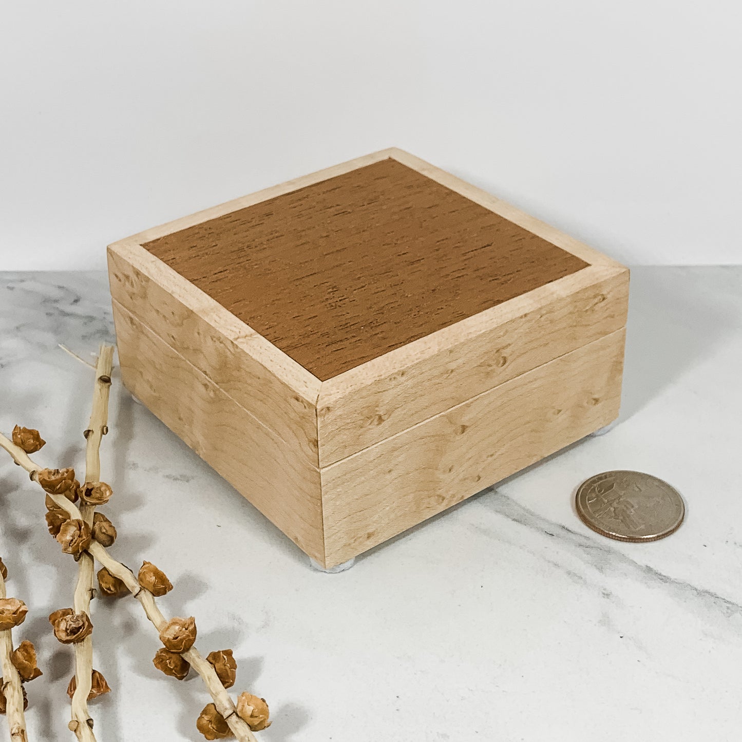 Mahogany and Birdseye Maple Box-Personalized Keepsake Box-7906