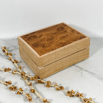 Afzalia and Curly Maple Box Keepsake Box-7915