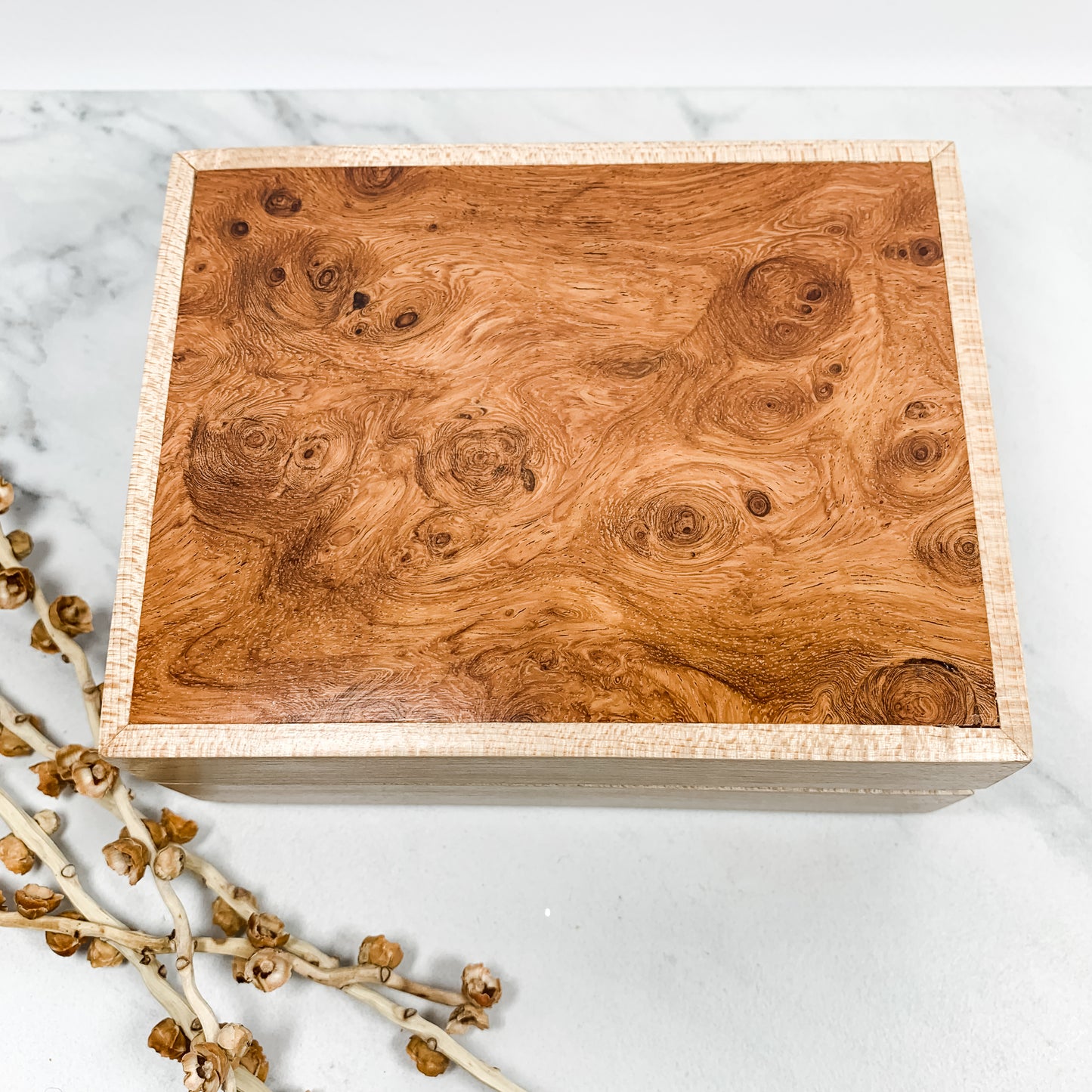 Afzalia and Curly Maple Box Keepsake Box-7915