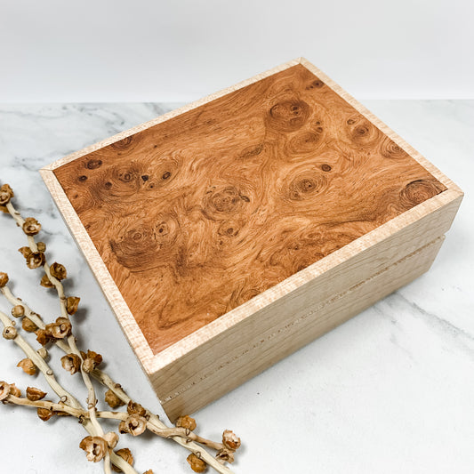 Afzalia and Curly Maple Box Keepsake Box-7915