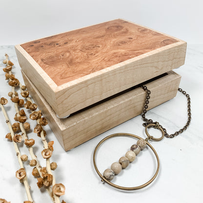 Afzalia and Curly Maple Box Keepsake Box-7915