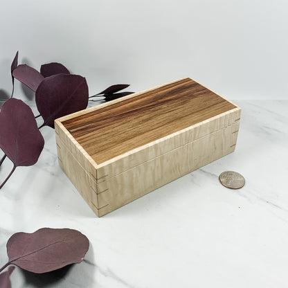 Canary Wood and Curly Maple Box Keepsake Box-7926