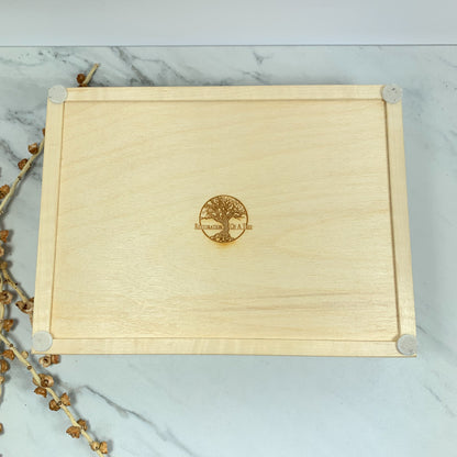 Navy Resin, Red Mallee Burl and Curly Maple Box with Insert Keepsake Box-7933