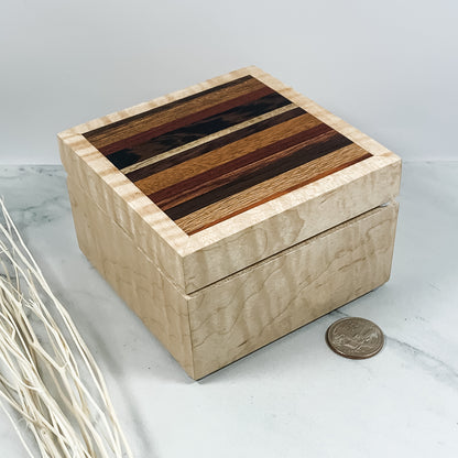 Multiple Wood Strips and Curly Maple Box Keepsake Box-7935
