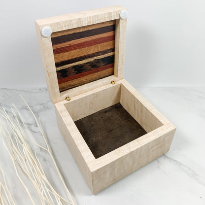 Multiple Wood Strips and Curly Maple Box Keepsake Box-7935