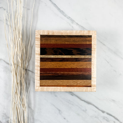 Multiple Wood Strips and Curly Maple Box Keepsake Box-7935