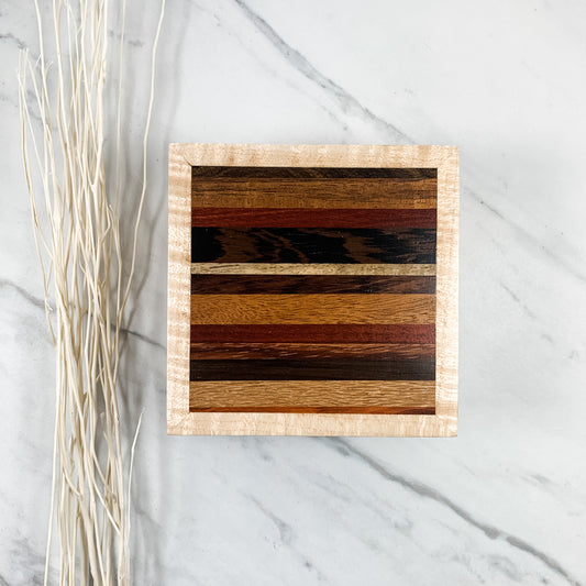 Multiple Wood Strips and Curly Maple Box Keepsake Box-7935