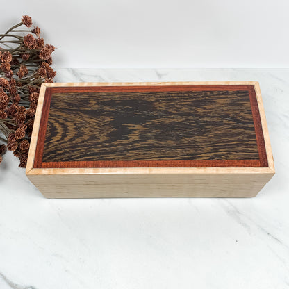 Bacote, Bloodwood, and Curly Maple Box Keepsake Box-7944