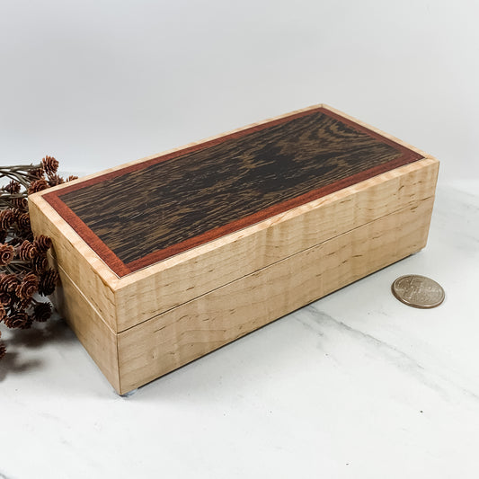 Bacote, Bloodwood, and Curly Maple Box Keepsake Box-7944