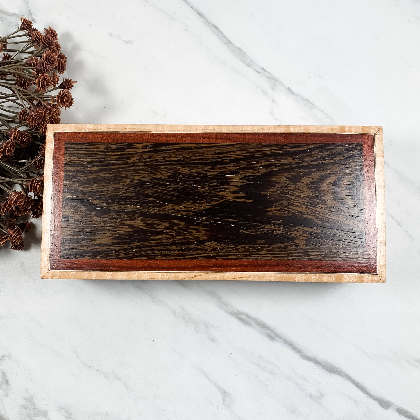 Bacote, Bloodwood, and Curly Maple Box Keepsake Box-7944