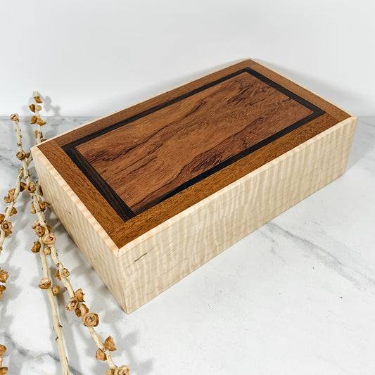 Bubinga, Madagascar Ebony, Mahogany, and Curly Maple Box-Personalized Keepsake Box-7950