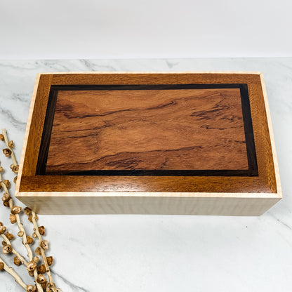 Bubinga, Madagascar Ebony, Mahogany, and Curly Maple Box-Personalized Keepsake Box-7950