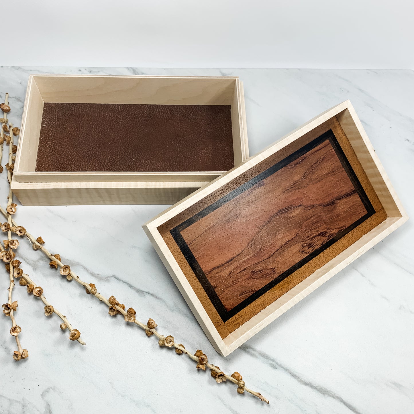 Bubinga, Madagascar Ebony, Mahogany, and Curly Maple Box-Personalized Keepsake Box-7950