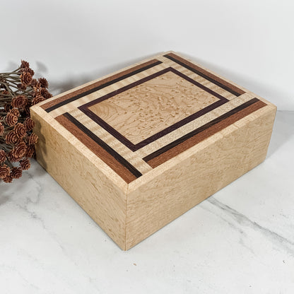 Multiple Woods and Birdseye Maple Box Keepsake Box-7955