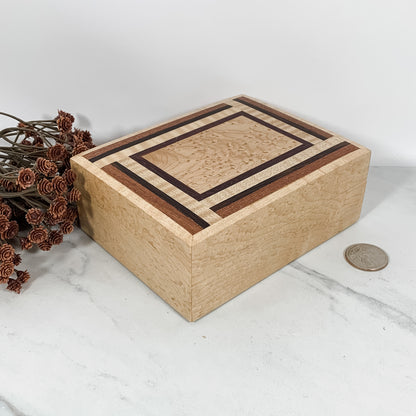 Multiple Woods and Birdseye Maple Box Keepsake Box-7955