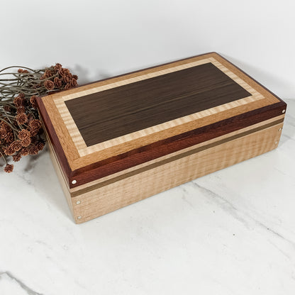 Multiple Wood Species and Curly Maple Box Keepsake Box-8003