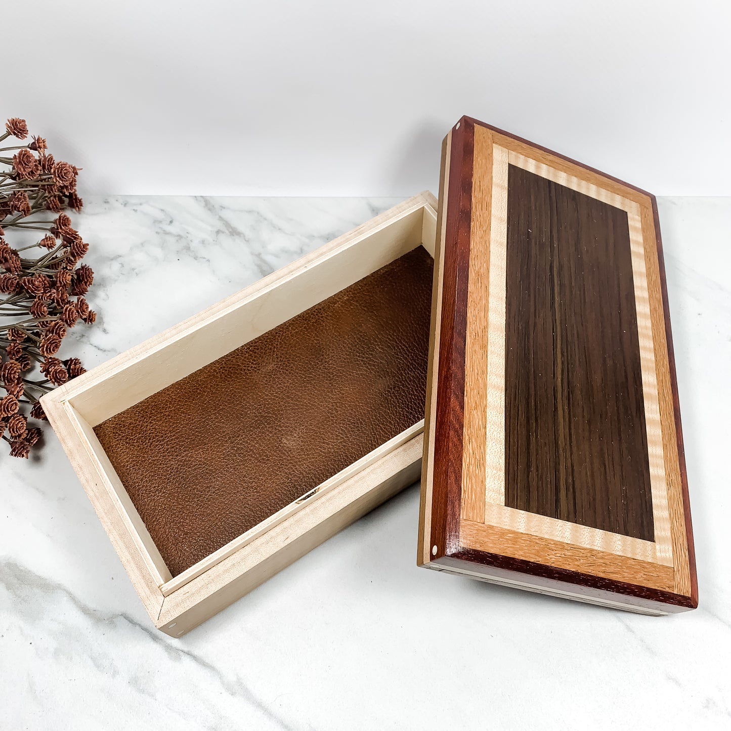 Multiple Wood Species and Curly Maple Box Keepsake Box-8003