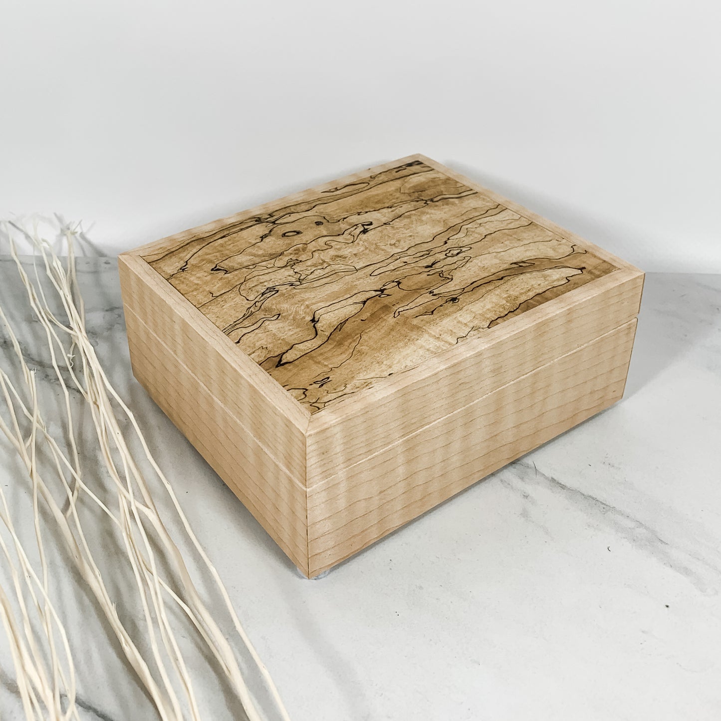 Spalted Maple and Curly Maple Box Keepsake Box-8008