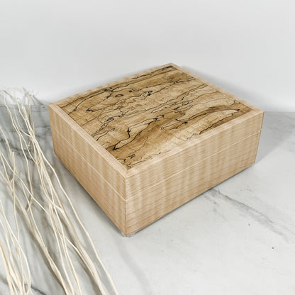 Spalted Maple and Curly Maple Box Keepsake Box-8008