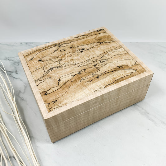 Spalted Maple and Curly Maple Box Keepsake Box-8008