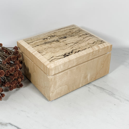 Spalted Maple and Curly Maple Box Keepsake Box-8021