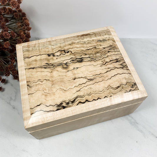 Spalted Maple and Curly Maple Box Keepsake Box-8021