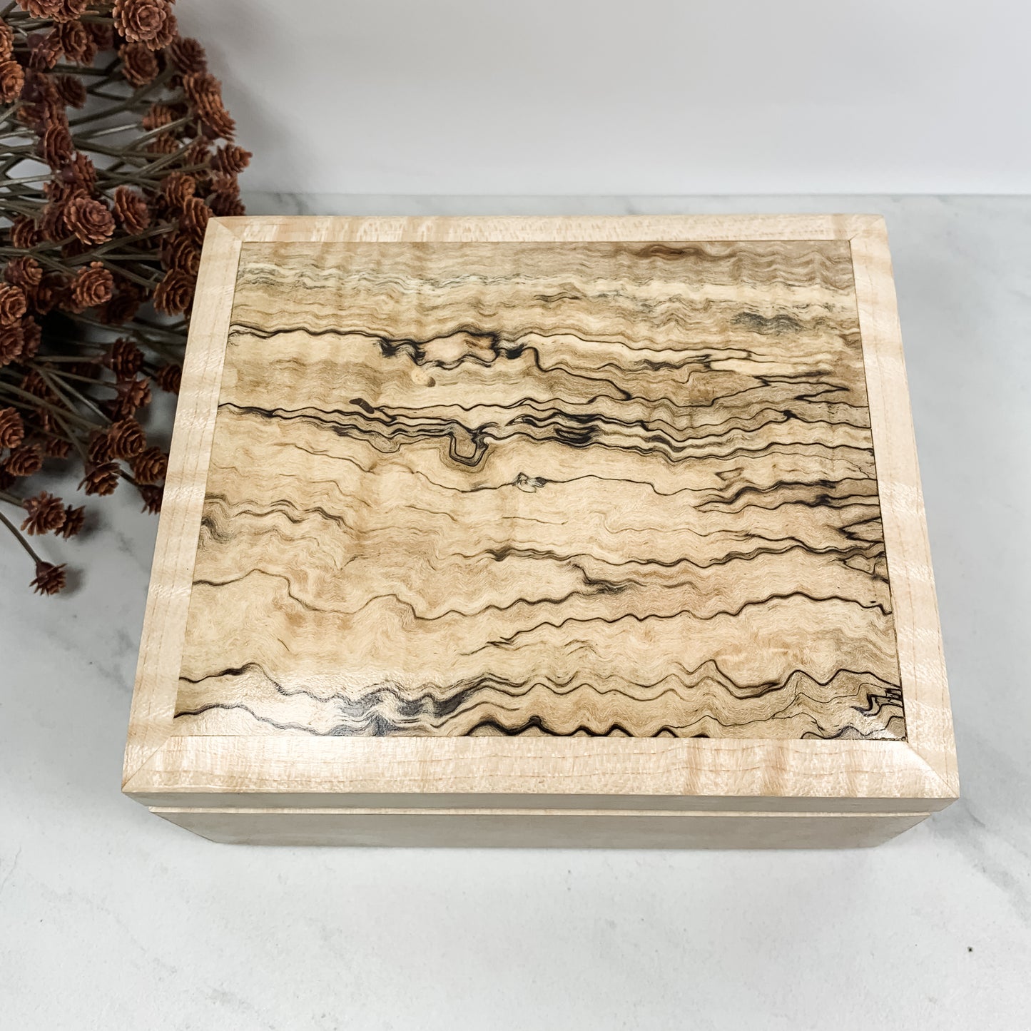 Spalted Maple and Curly Maple Box Keepsake Box-8021