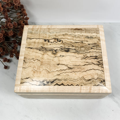 Spalted Maple and Curly Maple Box Keepsake Box-8021