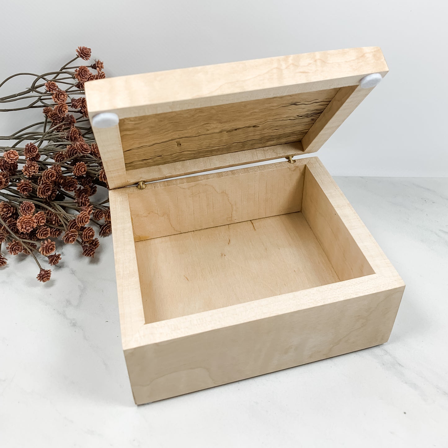 Spalted Maple and Curly Maple Box Keepsake Box-8021