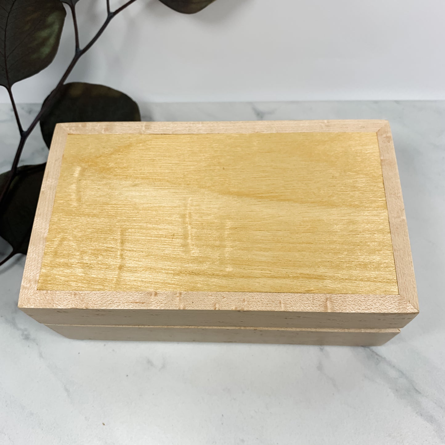 Yellow Heart and Birdseye Maple Box-Personalized Keepsake Box-8031